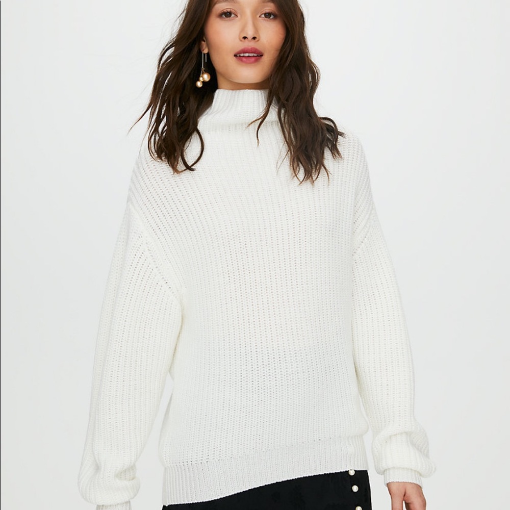 Women's White Turtleneck Sweater - Picture 2 of 4